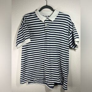 Capeisle Knitters Blue Vintage Striped Polo Shirt – Men’s Large